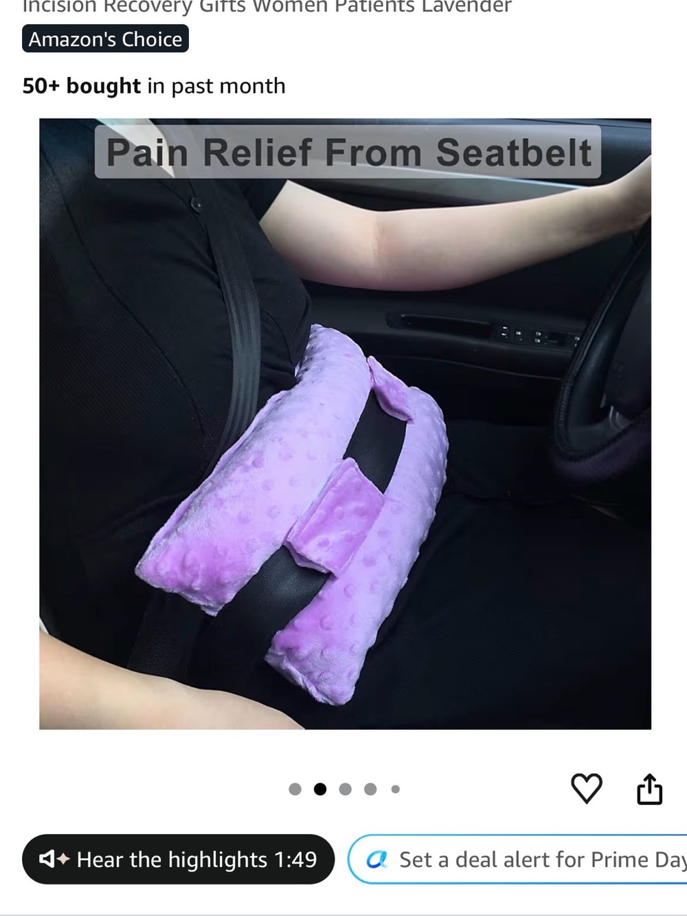 Post-op Hysterectomy Seatbelt Cushion Pad